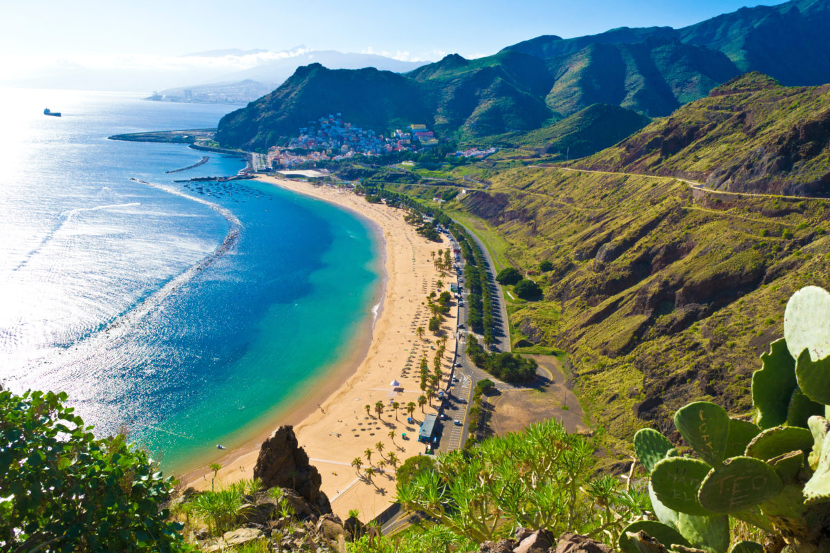 View from the mountain to the beach teresitas