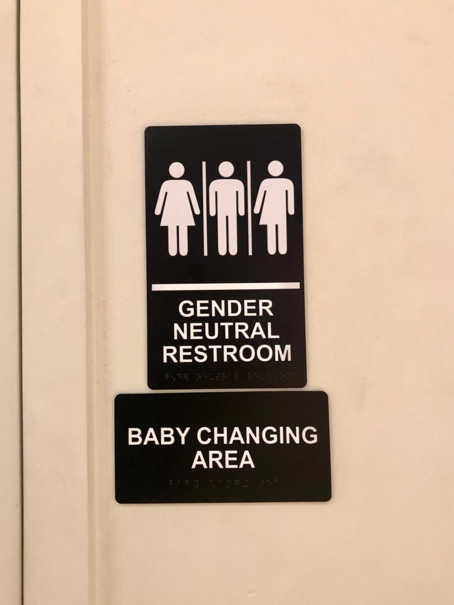 Gender Neutral Restroom sign with baby changing facilities