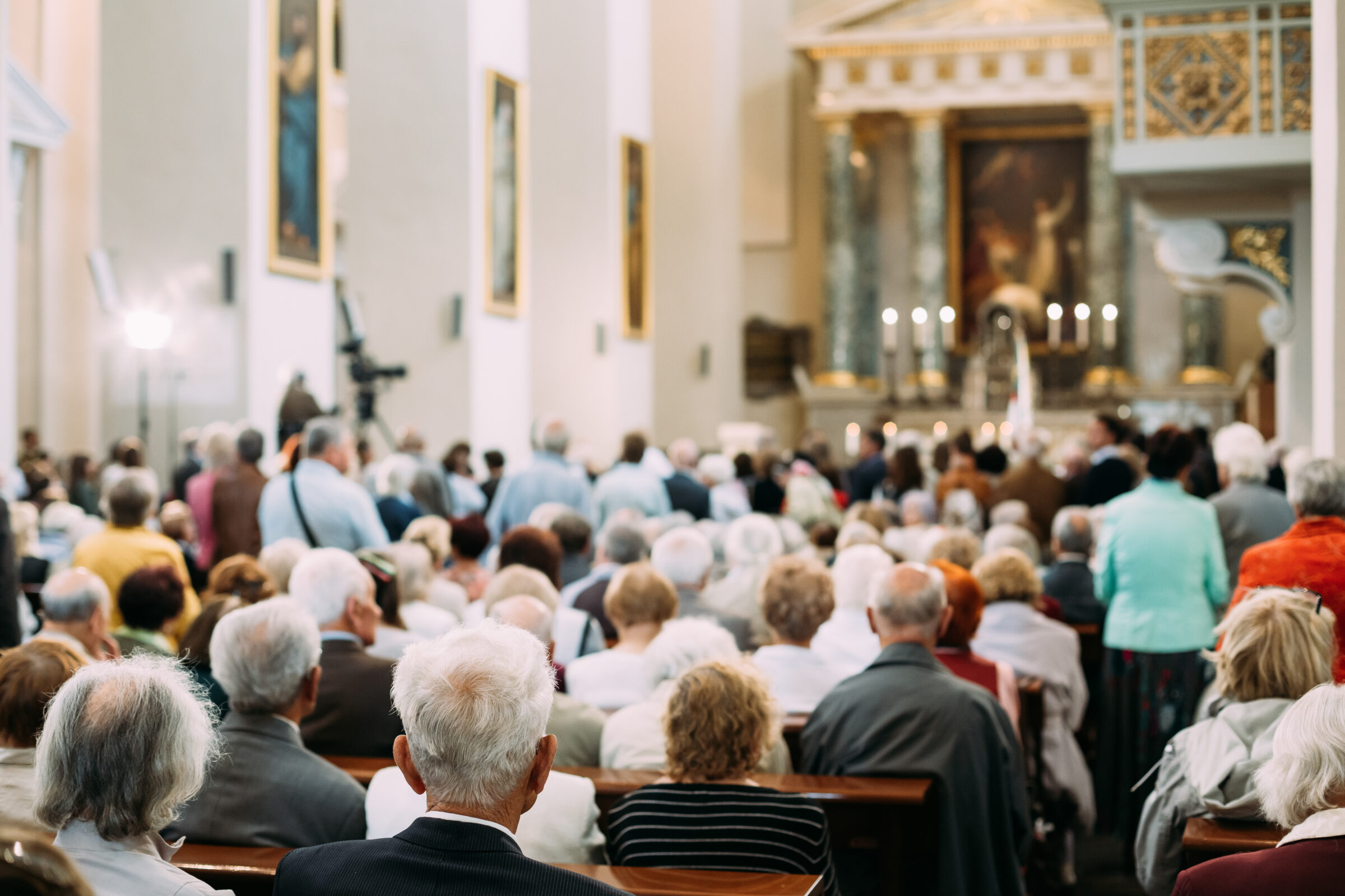 Group Of People Parishioners in Cathedral Church