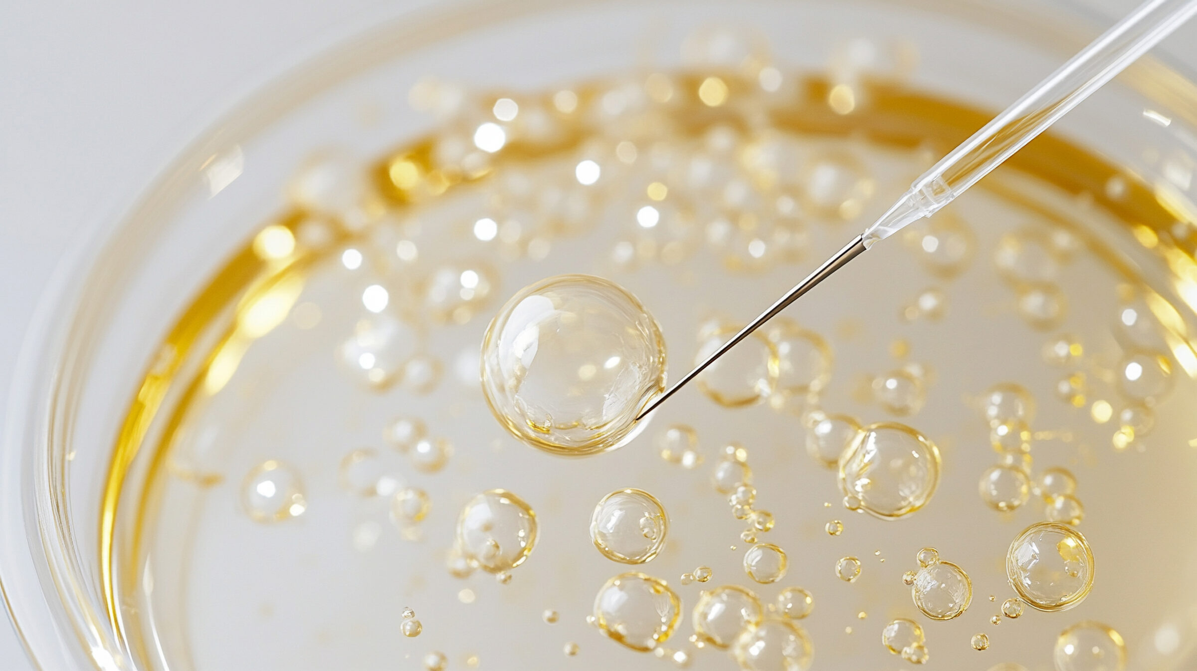 Close-up macro view of a single female ovum in a petri dish with a needle poised for IVF treatment symbolising life creation hope medical innovation fertility science precision and new beginnings